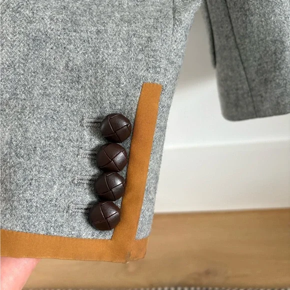 J Crew Gray Blazer with Tan Trim - Picture 4 of 6